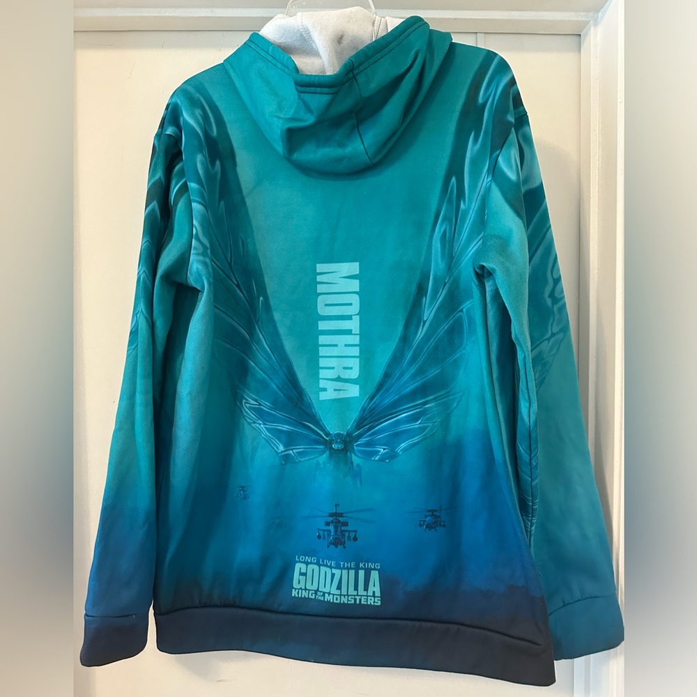 Size XL (“unisex”) Godzilla/Mothra sublimination hooded sweatshirt - Picture 2 of 3
